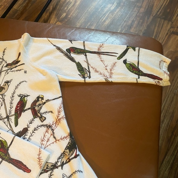 CAbi White Cardigan with birds sweater in small. - Picture 8 of 12